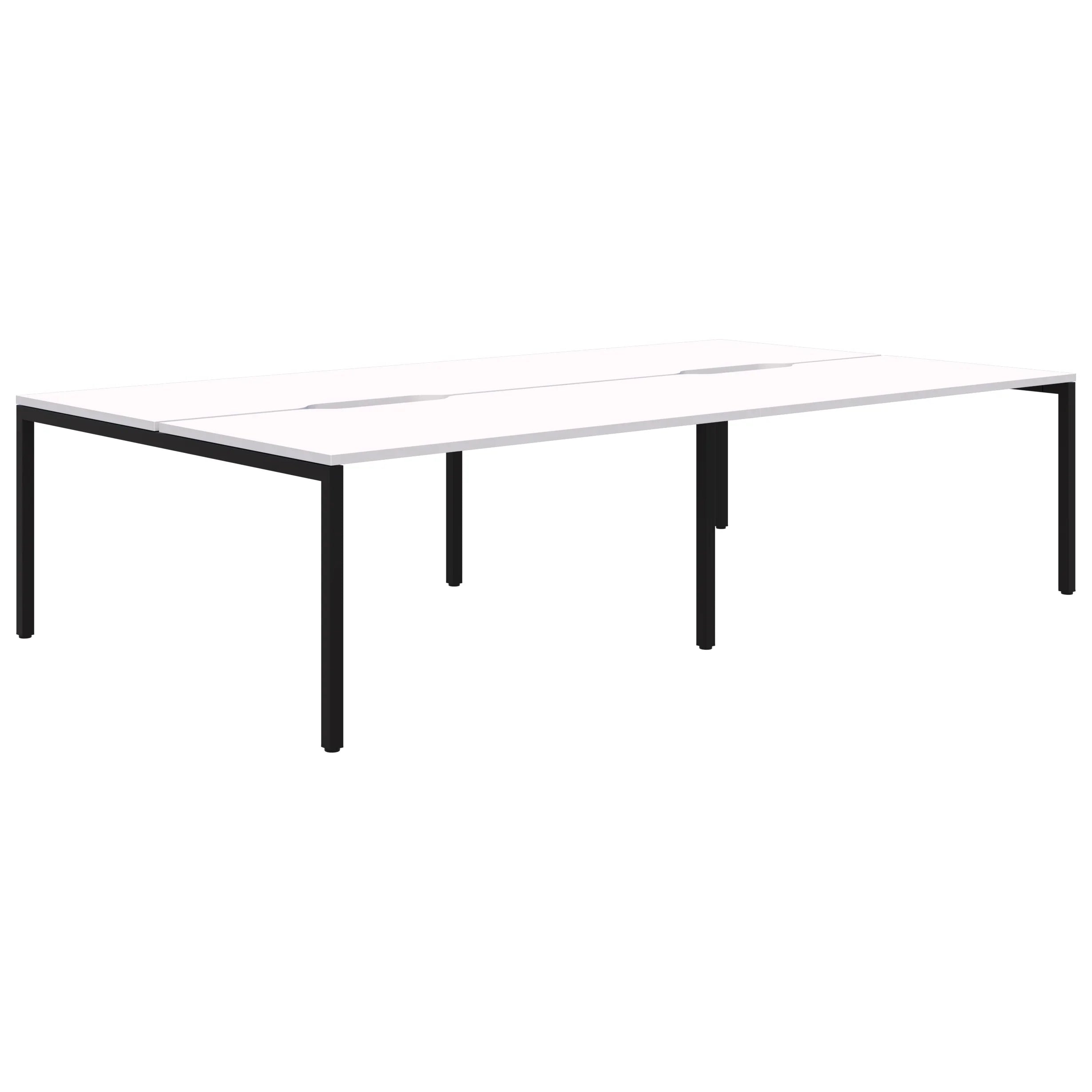 Avero Fixed Height 4 Pod Desk 1200 x 700 / Snow Velvet / Black