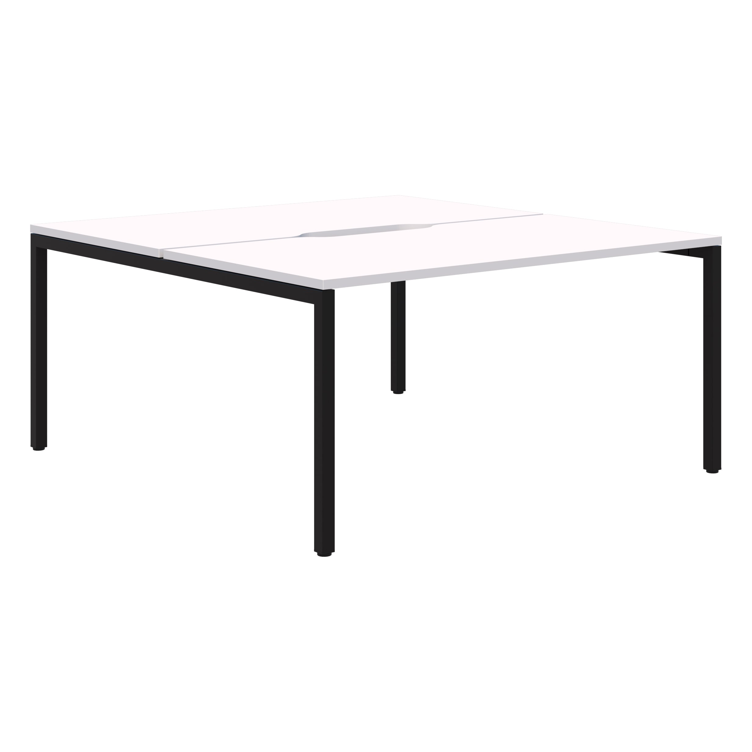 Avero Fixed Height Back to Back Desk 1200 x 700 / Snow Velvet / Black