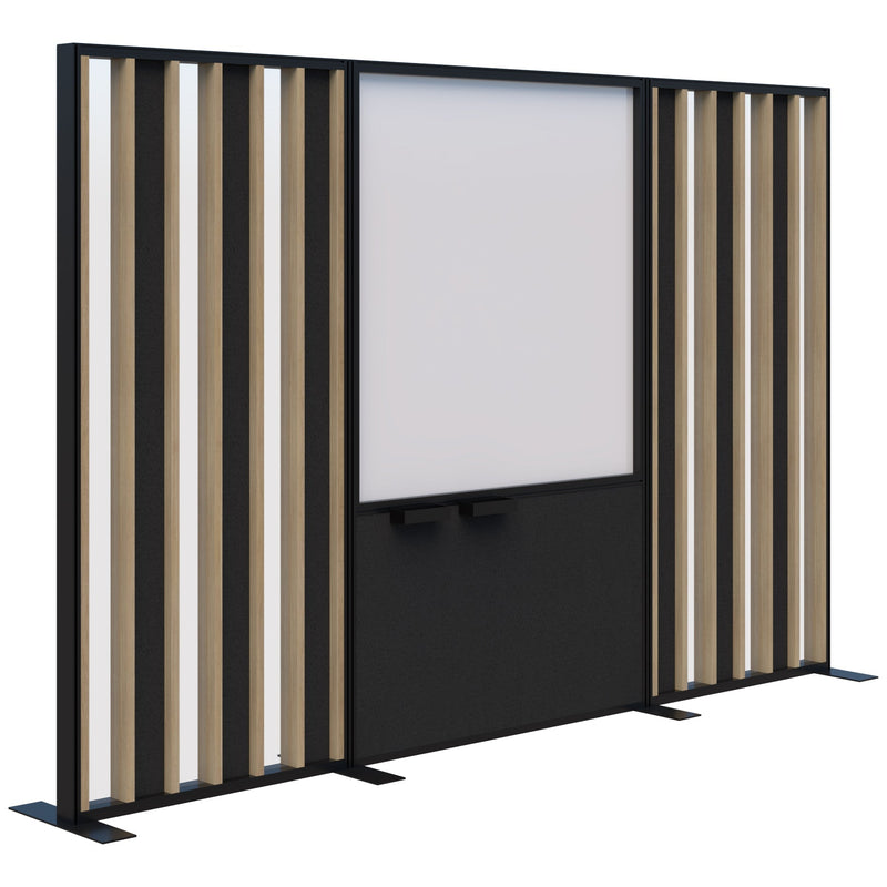 Connect Freestanding Acoustic Glazed/Whiteboard/Acoustic Glazed 3000 / Classic Oak with Black Frame / Charcoal