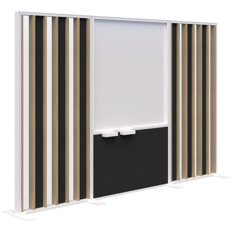 Connect Freestanding Acoustic Glazed/Whiteboard/Acoustic Glazed 3000 / Classic Oak with White Frame / Charcoal