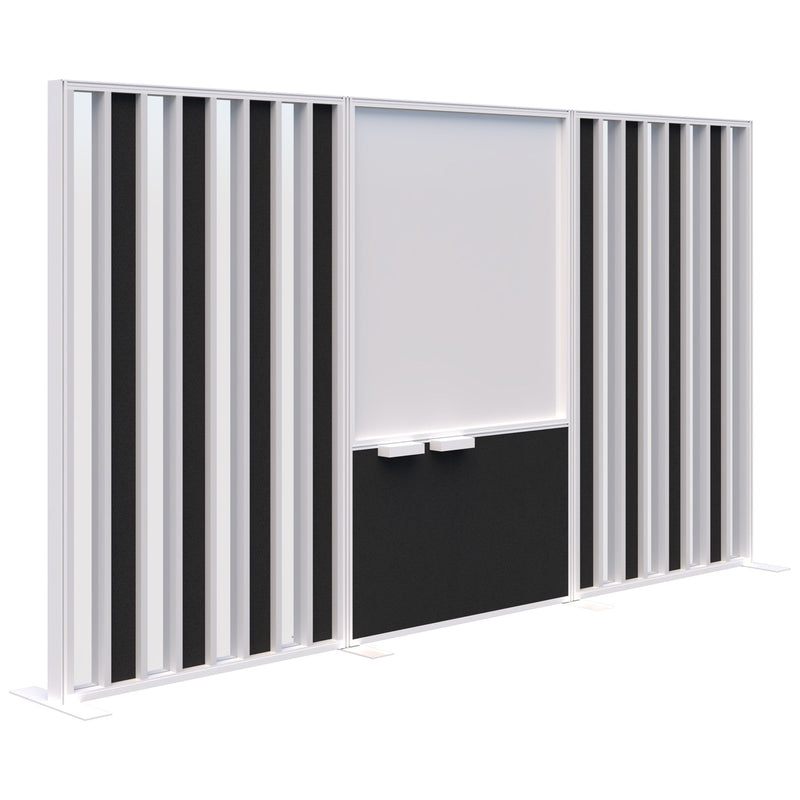 Connect Freestanding Acoustic Glazed/Whiteboard/Acoustic Glazed 3600 / Snow Velvet with White Frame / Charcoal
