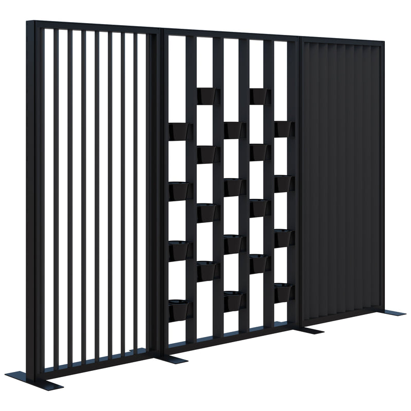 Connect Freestanding Angled Fin/Plant Wall 3000 / Black with Black Frame
