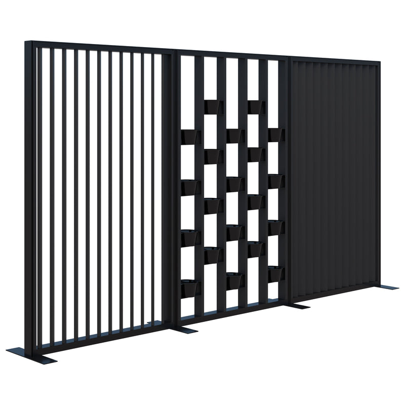 Connect Freestanding Angled Fin/Plant Wall 3600 / Black with Black Frame