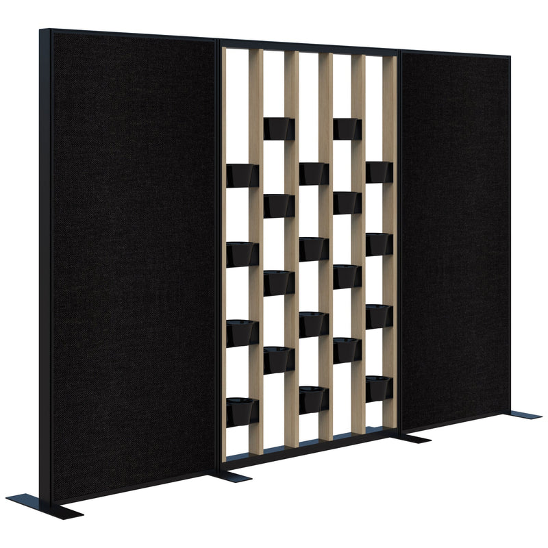 Connect Freestanding Fabric/Plant Wall 3000 / Classic Oak with Black Frame / Keylargo Ebony