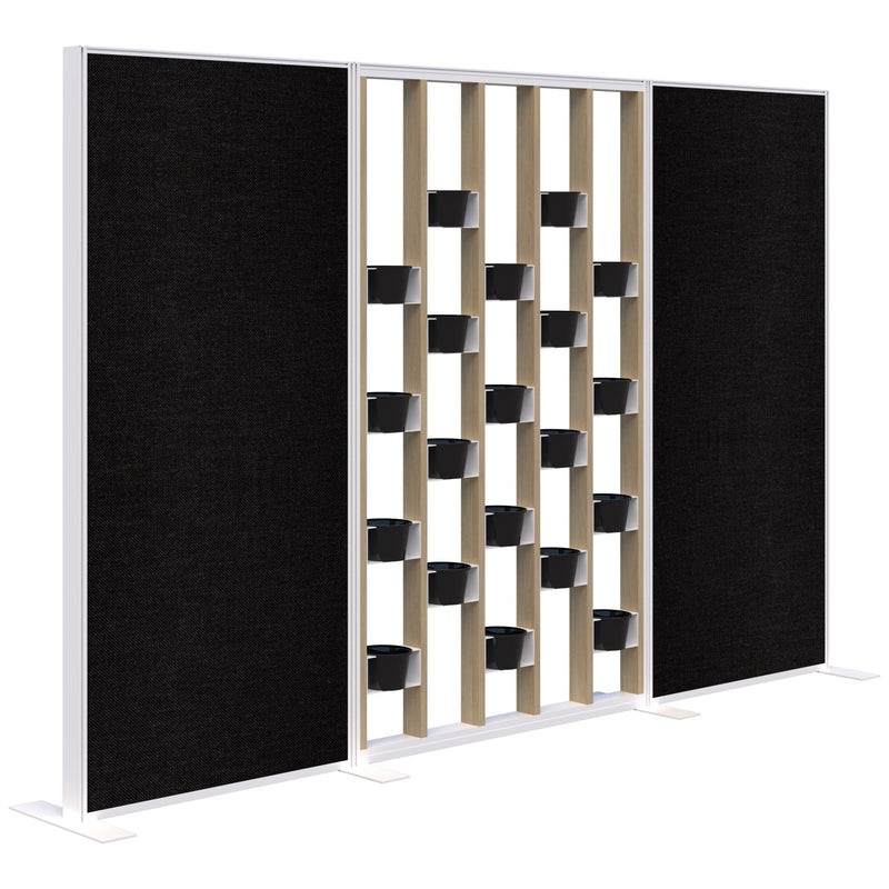 Connect Freestanding Fabric/Plant Wall 3000 / Classic Oak with White Frame / Keylargo Ebony