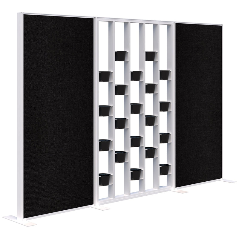 Connect Freestanding Fabric/Plant Wall 3000 / Snow Velvet with White Frame / Keylargo Ebony