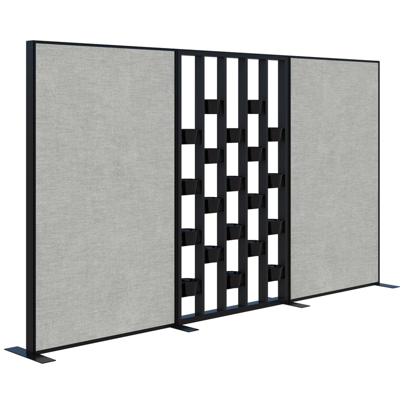 Connect Freestanding Fabric/Plant Wall 3600 / Black with Black Frame / Keylargo Zinc