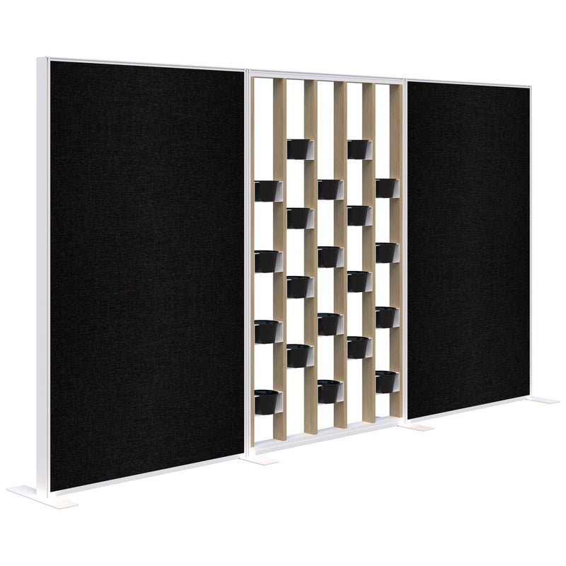Connect Freestanding Fabric/Plant Wall 3600 / Classic Oak with White Frame / Keylargo Ebony