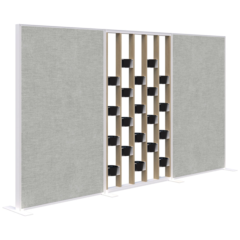 Connect Freestanding Fabric/Plant Wall 3600 / Classic Oak with White Frame / Keylargo Zinc