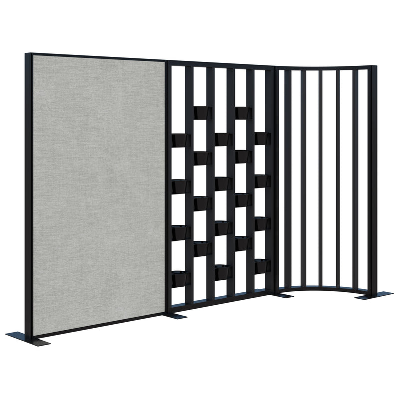 Connect Freestanding Fabric/Plant Wall/Curved Fin Black with Black Frame / Keylargo Zinc