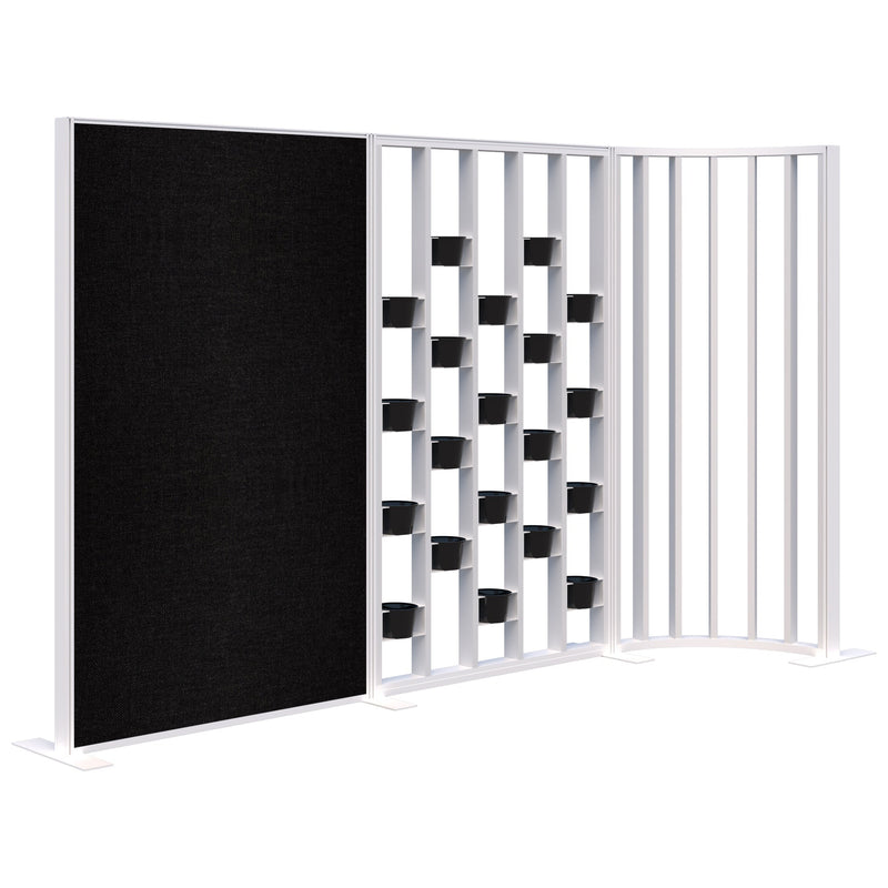 Connect Freestanding Fabric/Plant Wall/Curved Fin Snow Velvet with White Frame / Keylargo Ebony