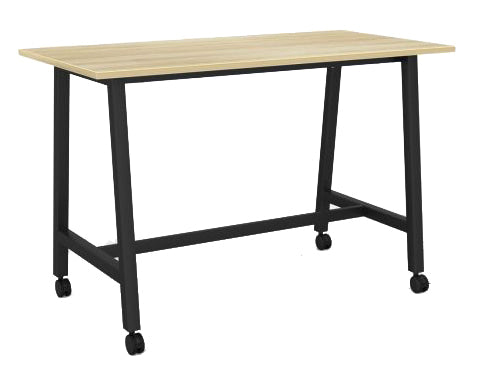 Cubit Bar Leaner with Castors 1600 x 800 / Atlantic Oak / Black