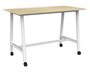 Cubit Bar Leaner with Castors 1600 x 800 / Atlantic Oak / White