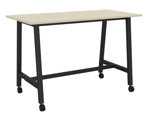 Cubit Bar Leaner with Castors 1600 x 800 / Nordic maple / Black