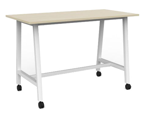 Cubit Bar Leaner with Castors 1600 x 800 / Nordic maple / White