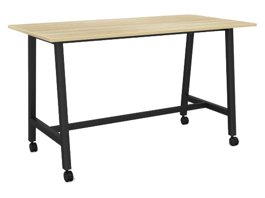 Cubit Bar Leaner with Castors 1800 x 900 / Atlantic Oak / Black