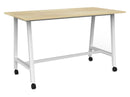 Cubit Bar Leaner with Castors 1800 x 900 / Atlantic Oak / White