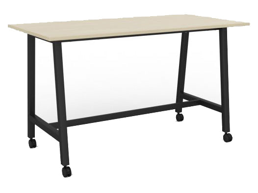 Cubit Bar Leaner with Castors 1800 x 900 / Nordic maple / Black