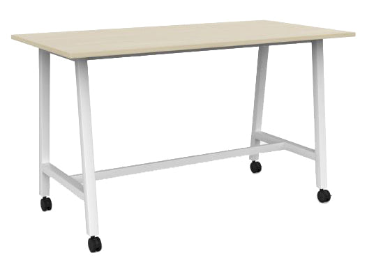 Cubit Bar Leaner with Castors 1800 x 900 / Nordic maple / White