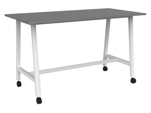 Cubit Bar Leaner with Castors 1800 x 900 / Silver / White