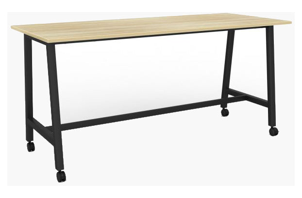 Cubit Bar Leaner with Castors 2200 x 900 / Atlantic Oak / Black