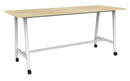 Cubit Bar Leaner with Castors 2400 x 900 / Atlantic Oak / White