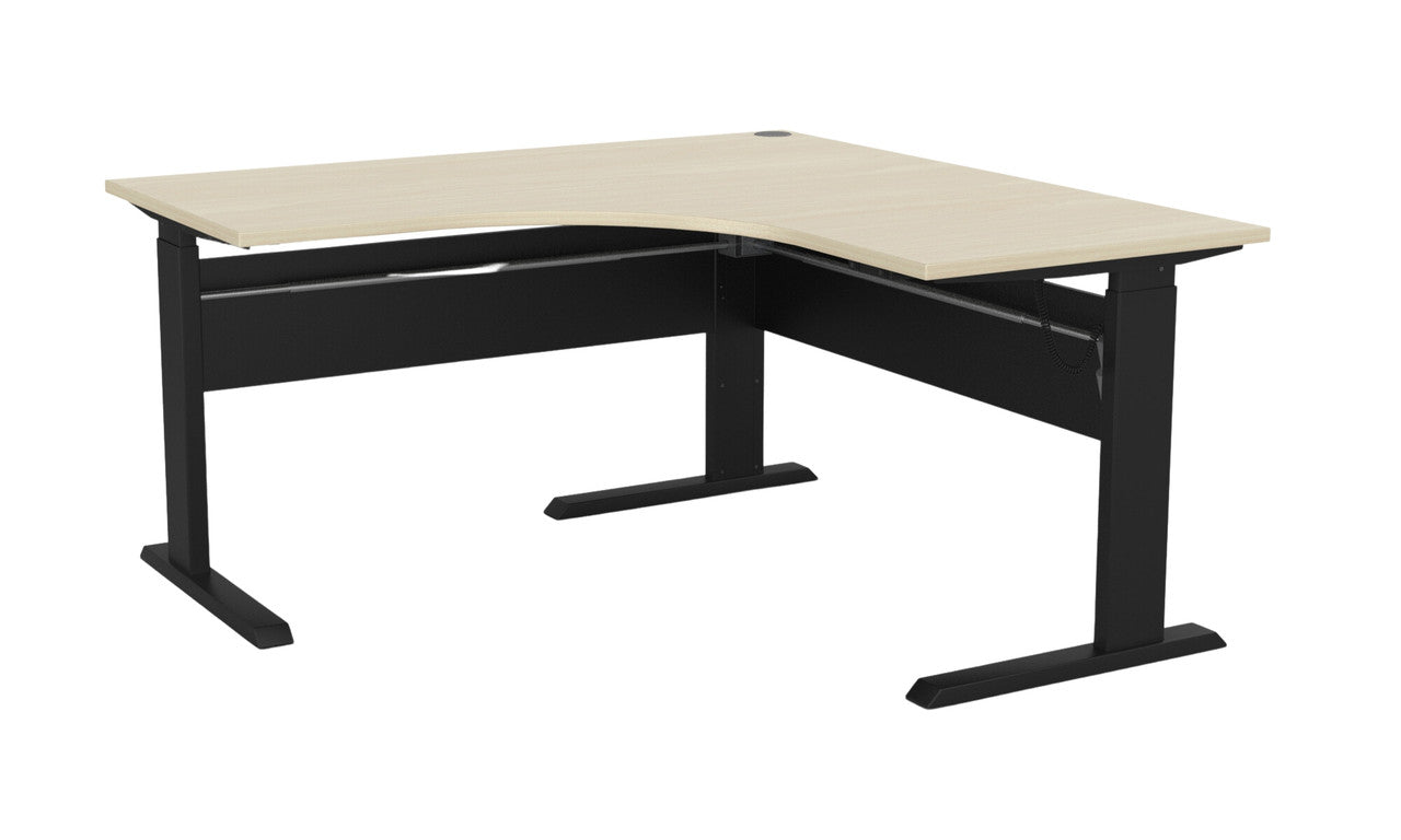 Cubit Electric Corner Desk 1500 x 1500 / Nordic Maple / Black