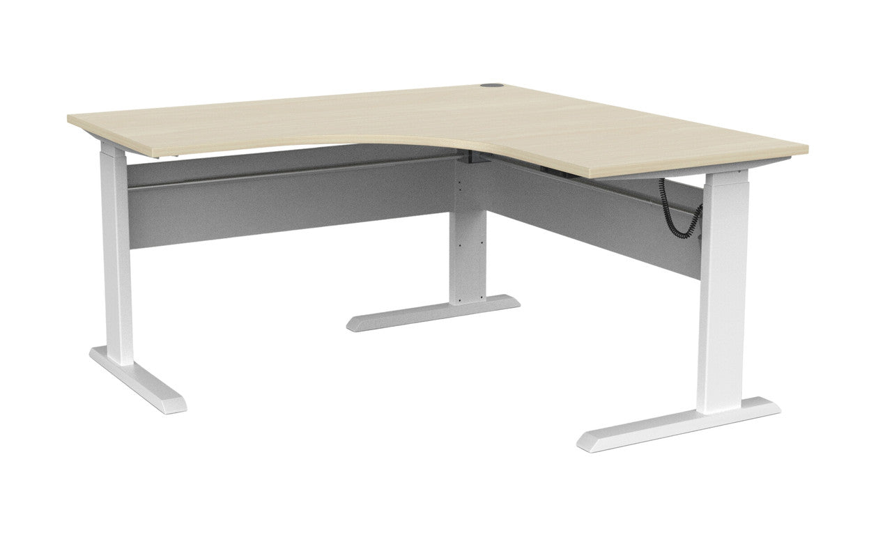 Cubit Electric Corner Desk 1500 x 1500 / Nordic Maple / White