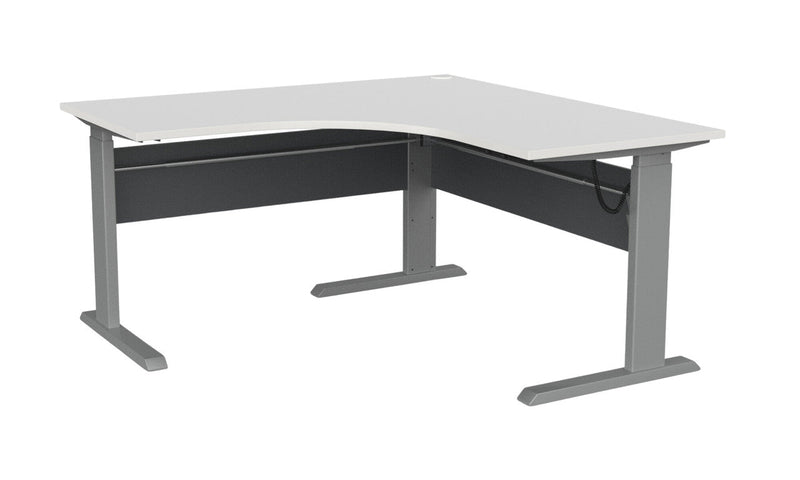 Cubit Electric Corner Desk 1500 x 1500 / White / Silver