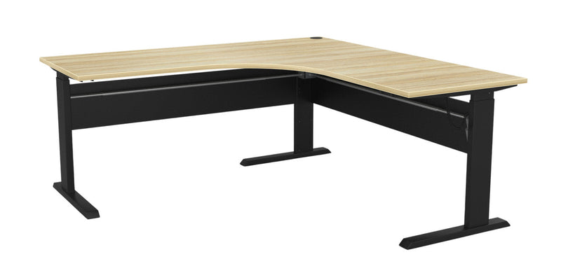 Cubit Electric Corner Desk 1800 x 1800 / Atlantic Oak / Black