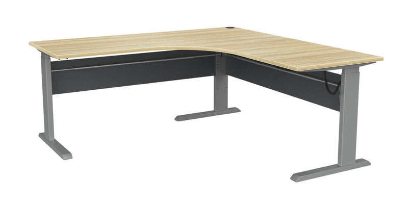Cubit Electric Corner Desk 1800 x 1800 / Atlantic Oak / Silver