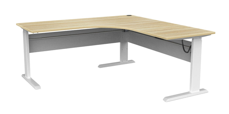 Cubit Electric Corner Desk 1800 x 1800 / Atlantic Oak / White
