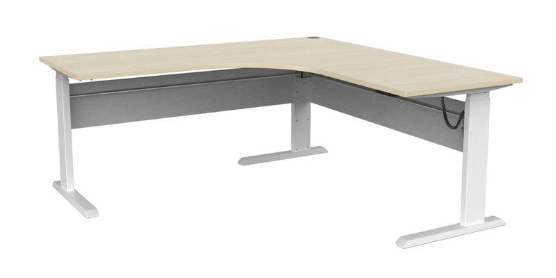 Cubit Electric Corner Desk 1800 x 1800 / Nordic Maple / White