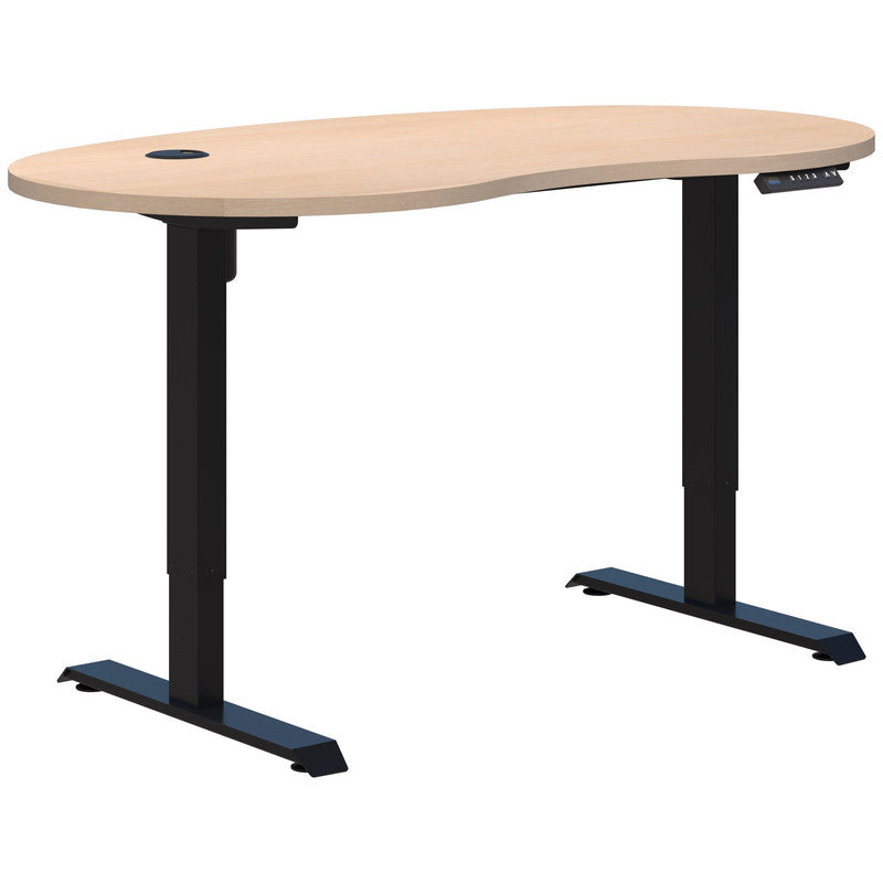 Duo II Electric Desk - Bean Shape Refined Oak / Black