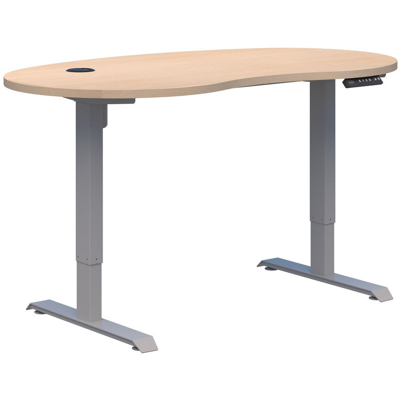 Duo II Electric Desk - Bean Shape Refined Oak / Silver