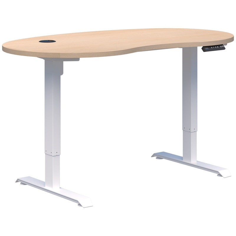 Duo II Electric Desk - Bean Shape Refined Oak / White