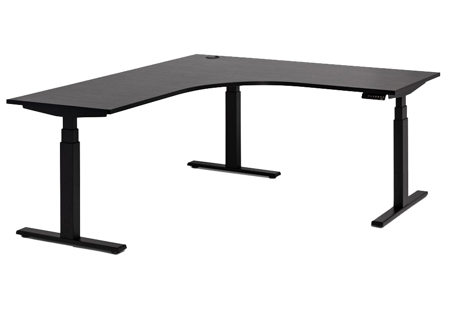 Enhance Electric Corner Desk 1500 x 1500 x 700 / Black / Black