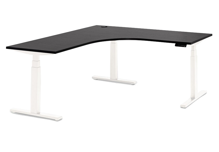 Enhance Electric Corner Desk 1500 x 1500 x 700 / Black / White
