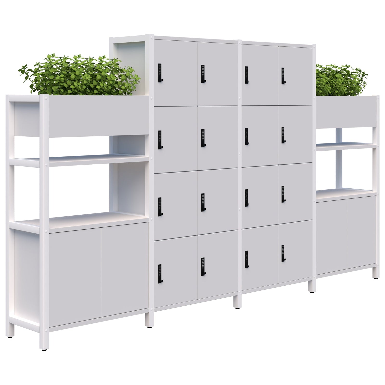 Grid 40 Locker / Planter Display Wall - 4-5 Tier Unit