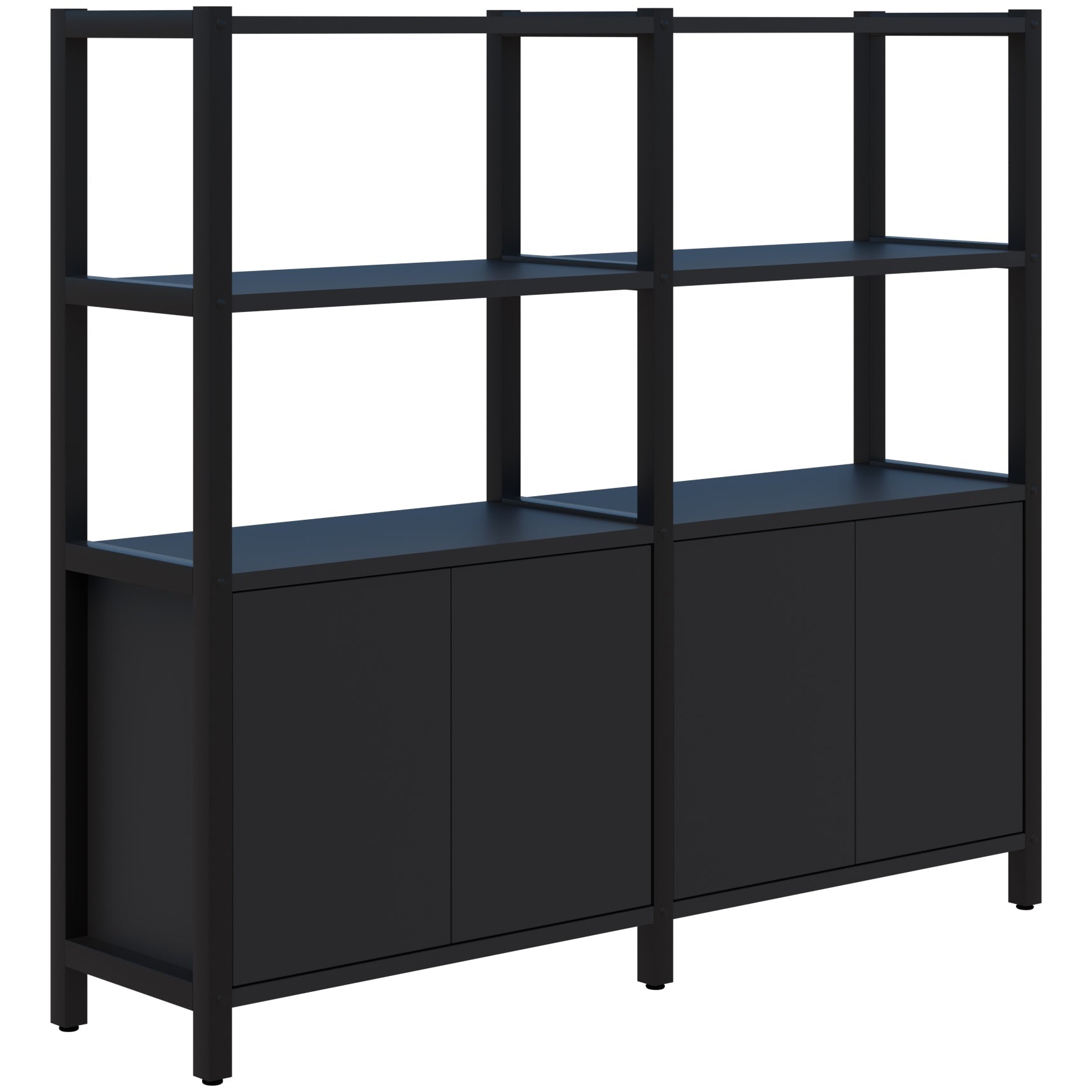 Grid 40 Storage / Open Display Wall - 4 Tier 1500 x 1720 / Black / Black