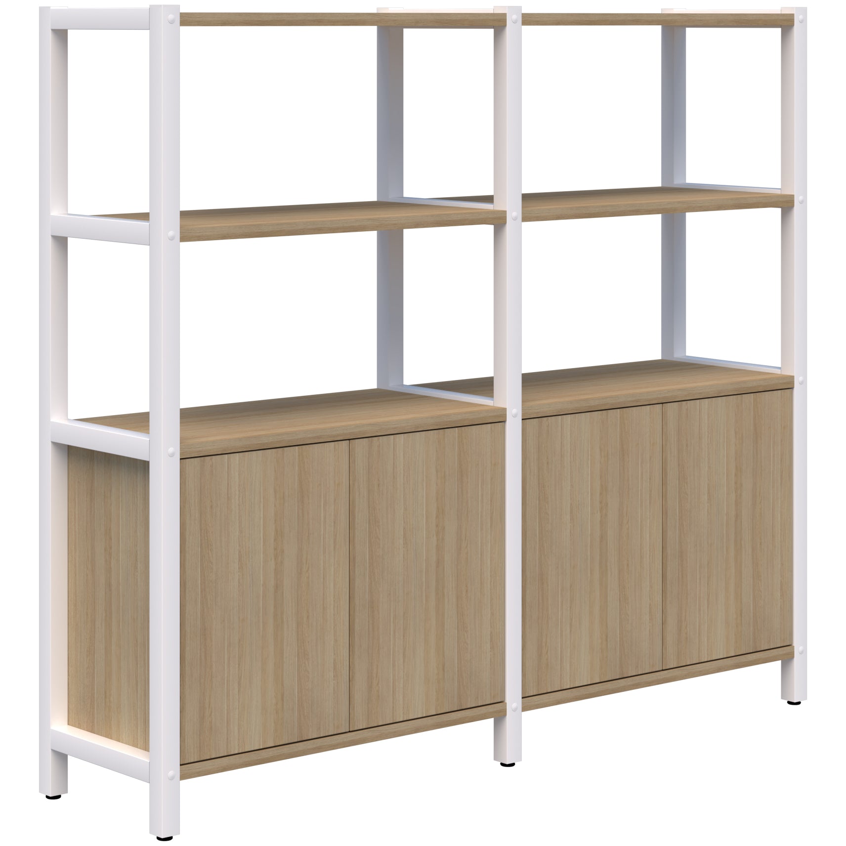 Grid 40 Storage / Open Display Wall - 4 Tier 1500 x 1720 / Classic Oak / White