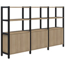 Grid 40 Storage / Open Display Wall - 4 Tier 1500 x 2560 / Classic Oak / Black