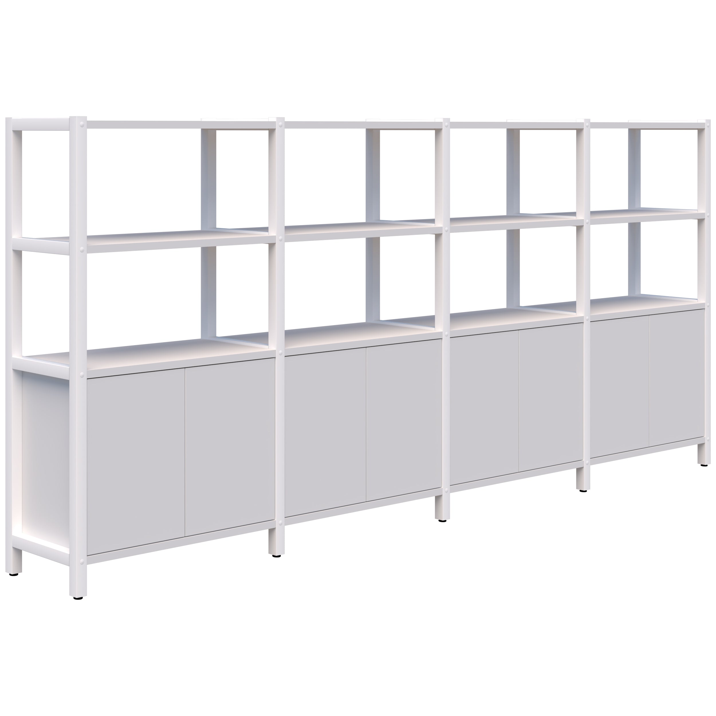 Grid 40 Storage / Open Display Wall - 4 Tier 1500 x 3400 / Snow Velvet / White