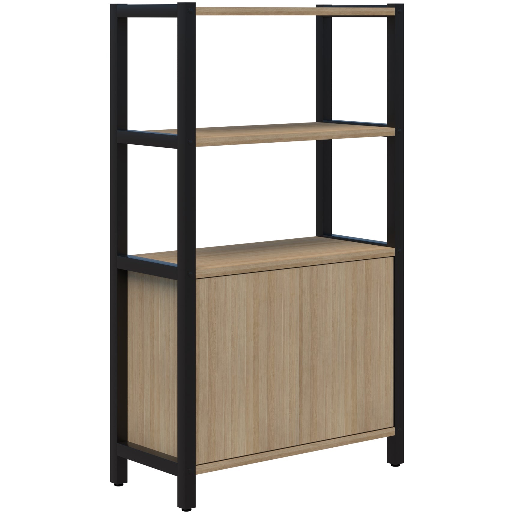 Grid 40 Storage / Open Display Wall - 4 Tier 1500 x 880 / Classic Oak / Black