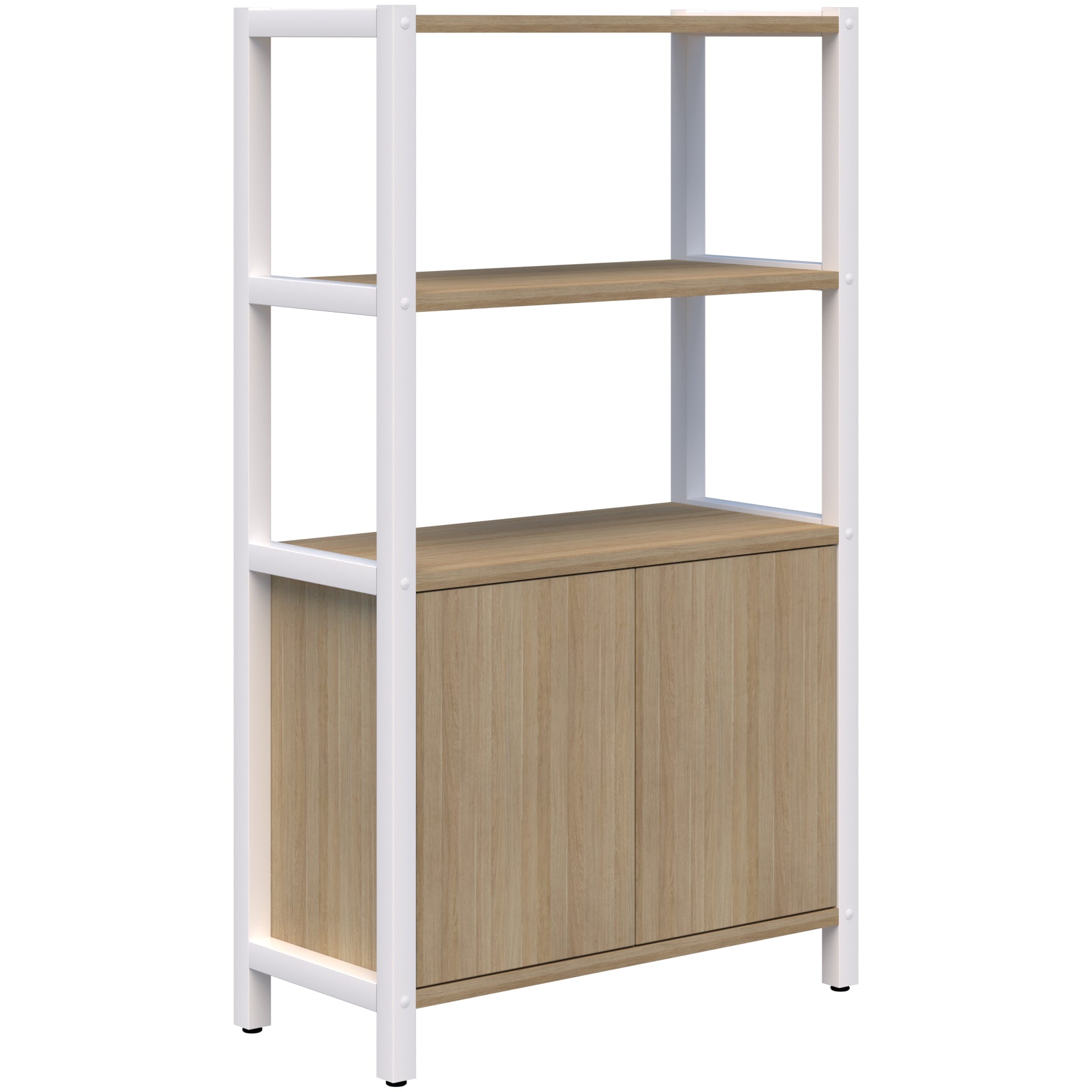 Grid 40 Storage / Open Display Wall - 4 Tier 1500 x 880 / Classic Oak / White