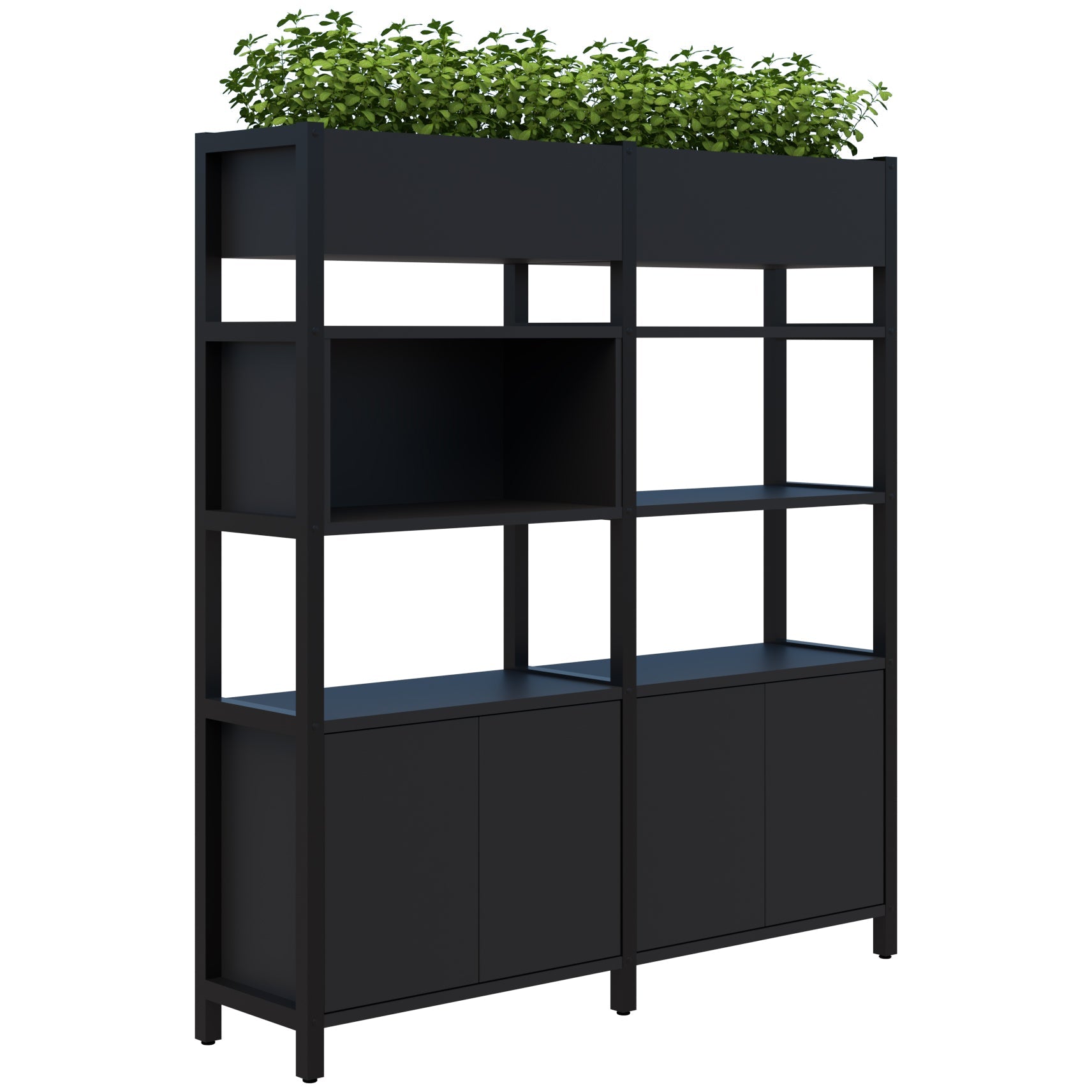 Grid 40 Storage / Planter Display Wall - 5 Tier 1890 x 1720 / Black / Black