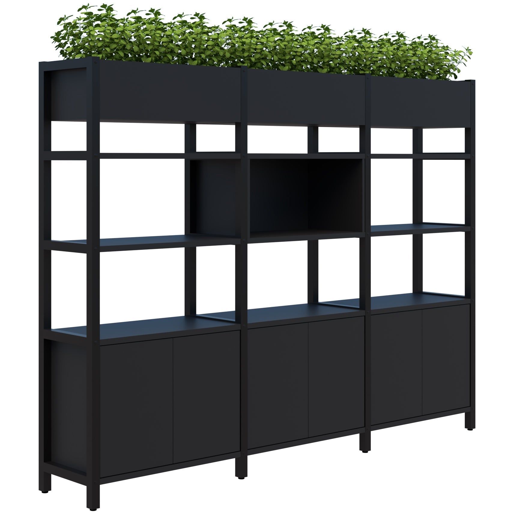 Grid 40 Storage / Planter Display Wall - 5 Tier 1890 x 2560 / Black / Black