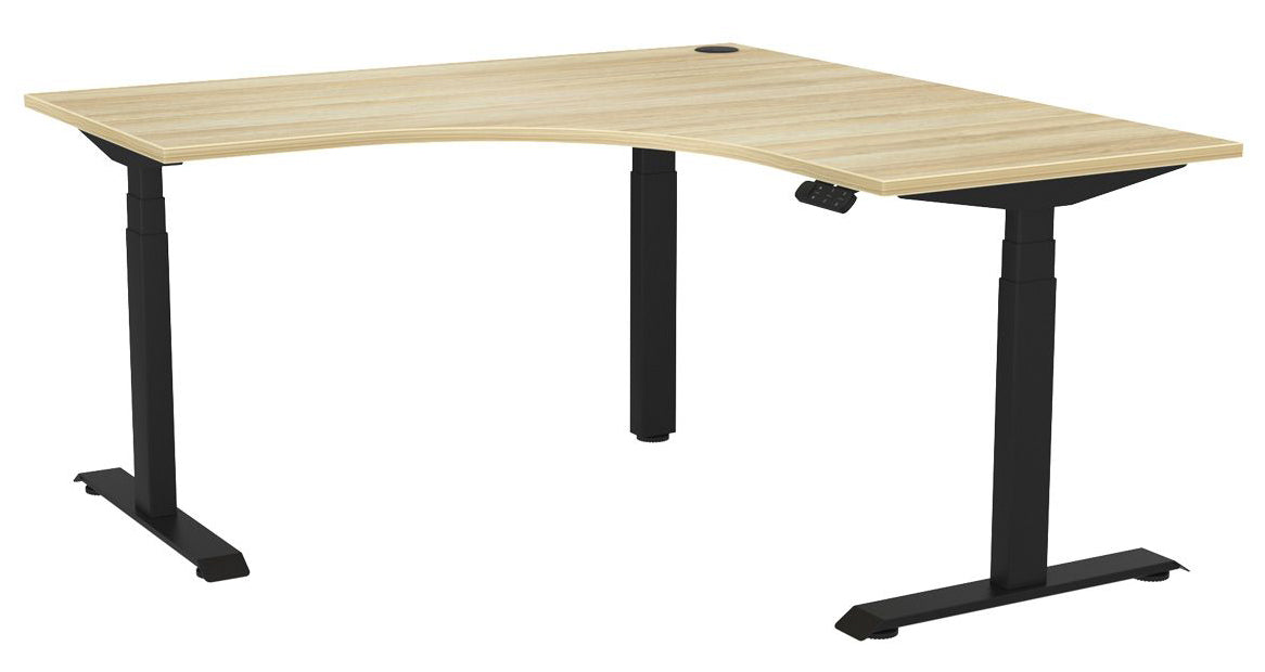 Haven Electric 90° Workstation 1500 x 1500 / Atlantic Oak / Black