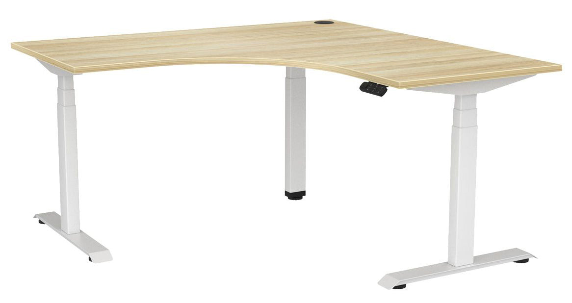 Haven Electric 90° Workstation 1500 x 1500 / Atlantic Oak / White