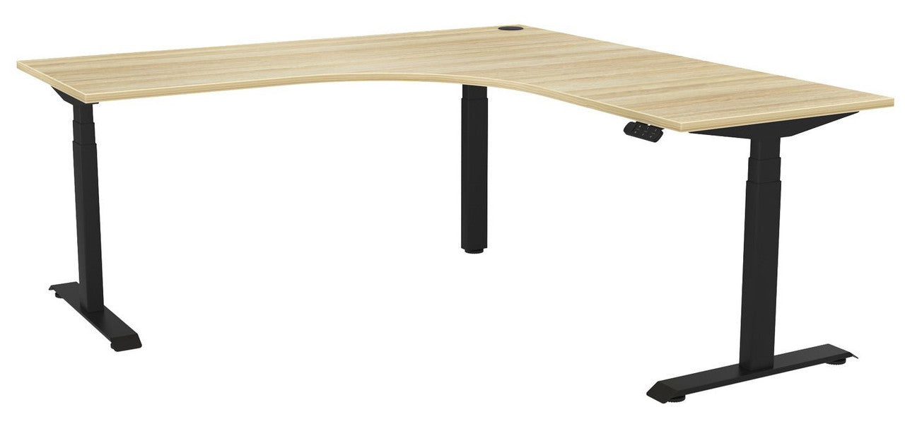 Haven Electric 90° Workstation 1800 x 1800 / Atlantic Oak / Black